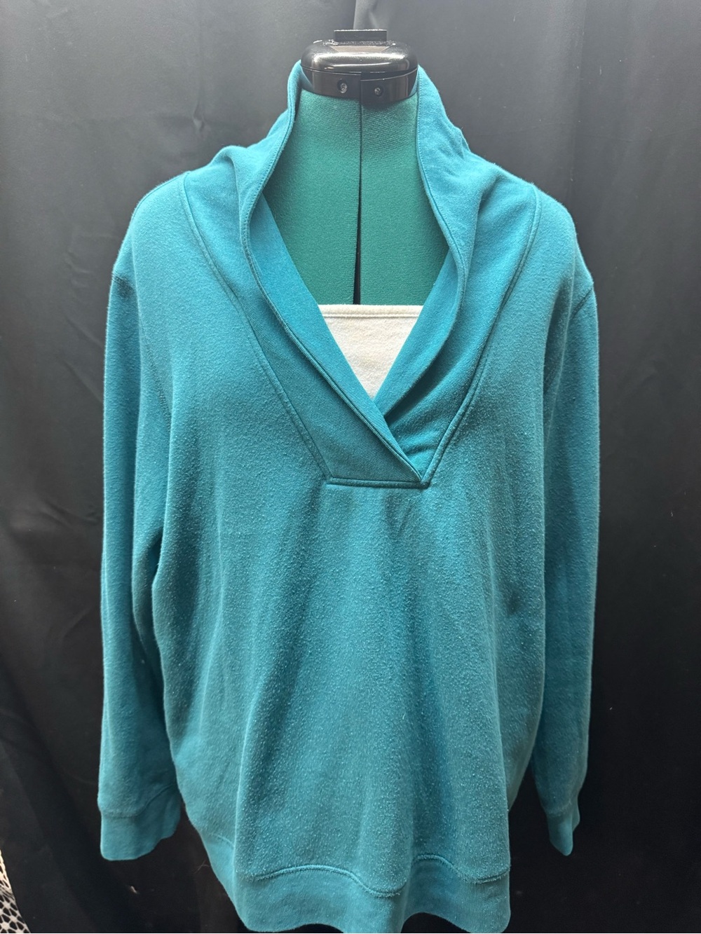 Teal Shawl Collar Women's Sweatshirt